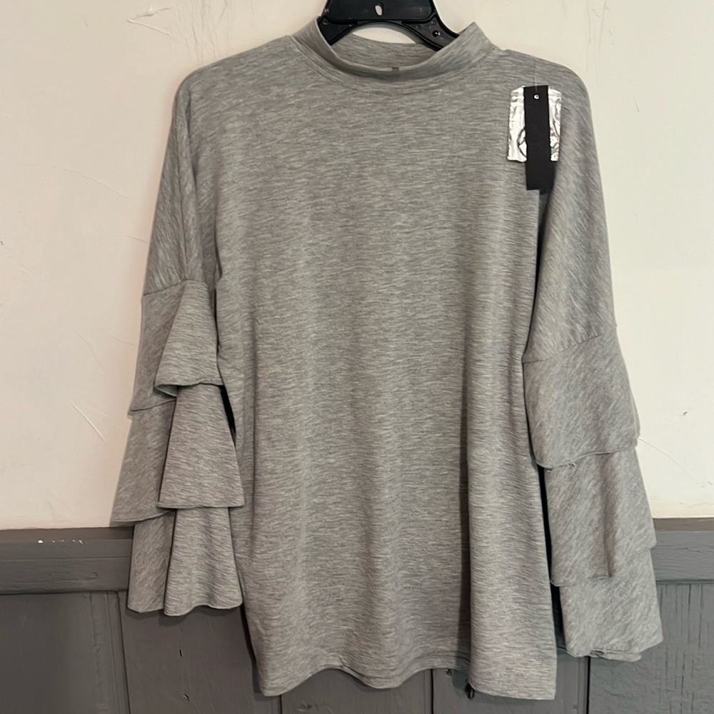 Poof Terry Ruffle Sleeve Top NWT